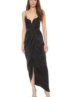 Zimmermann Black One-Shoulder Satin Draped Gown